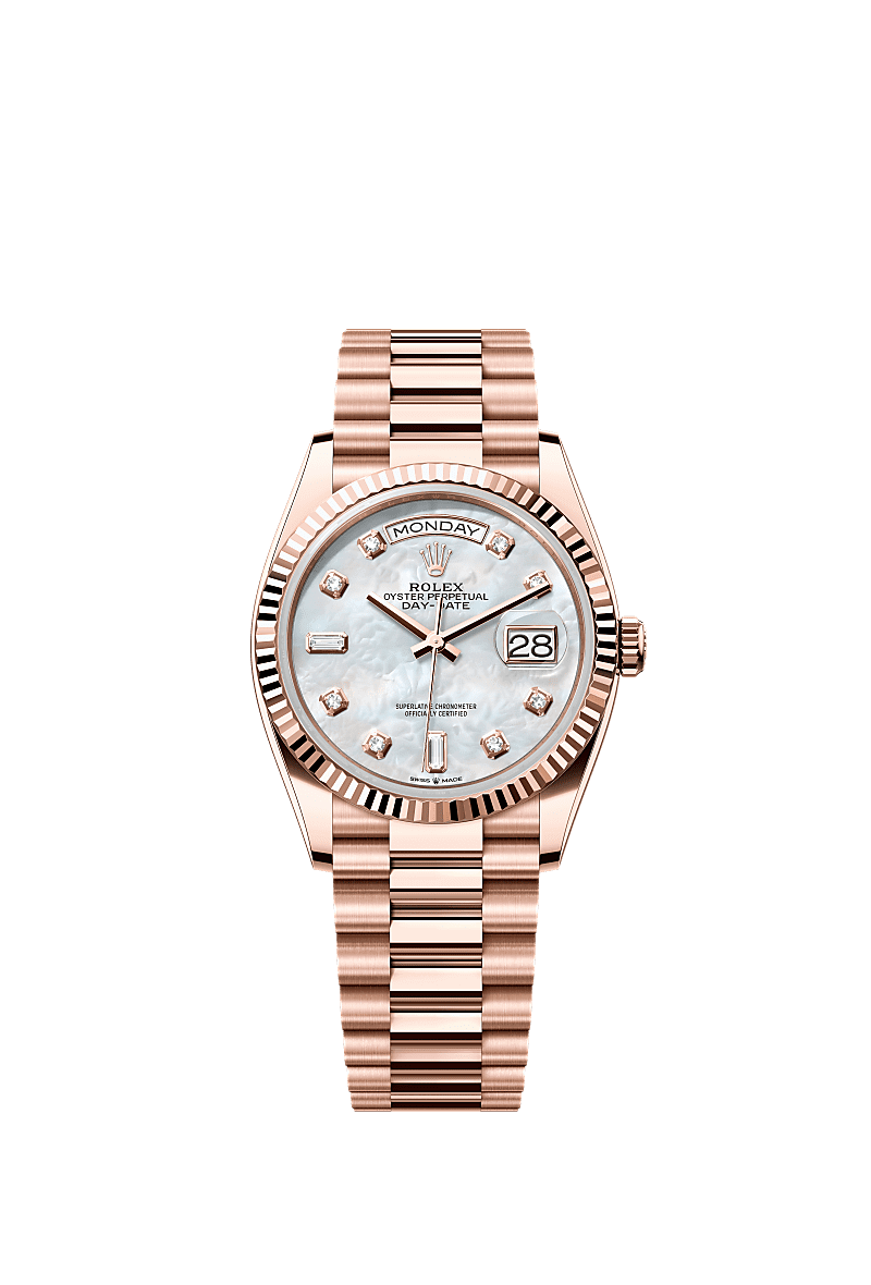 Rolex Day Date 36 Everose Gold Fluted Mop Diamond President, Referentie 128235-0029