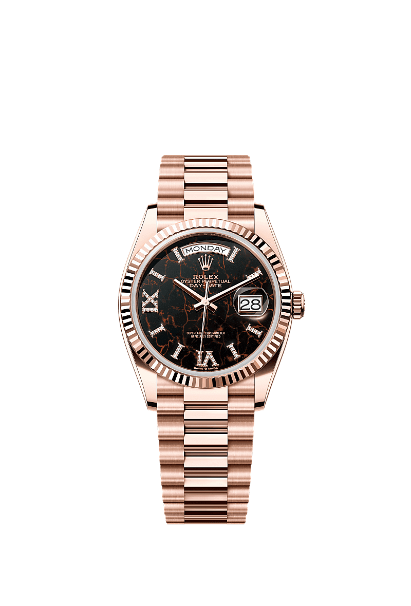 Rolex Day Date 36 Everose Gold Fluted Eisenkiesel President 128235-0041