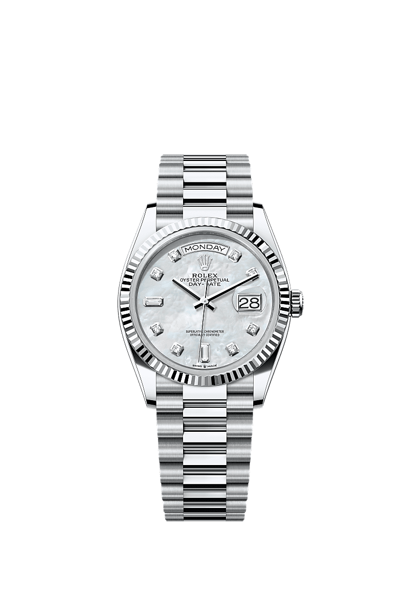 Rolex Day Date 36 Platinum Fluted Mop President, Reference 128236-0002
