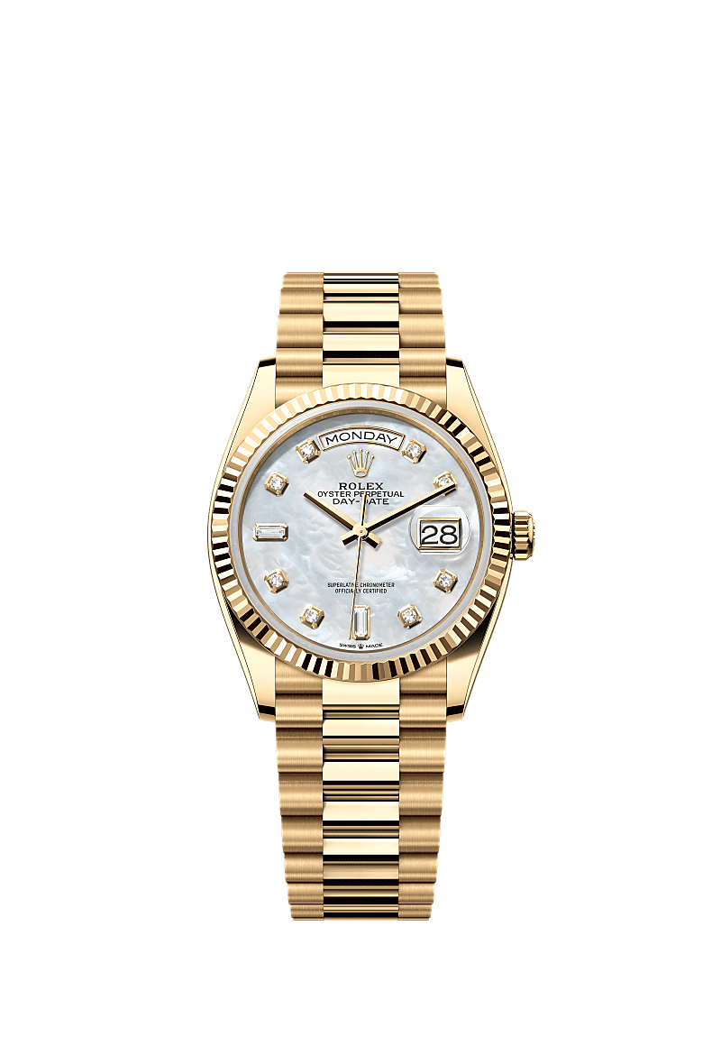 Rolex Day Date 36 Yellow Gold Fluted Mop Diamond President, Referentie 128238-0011